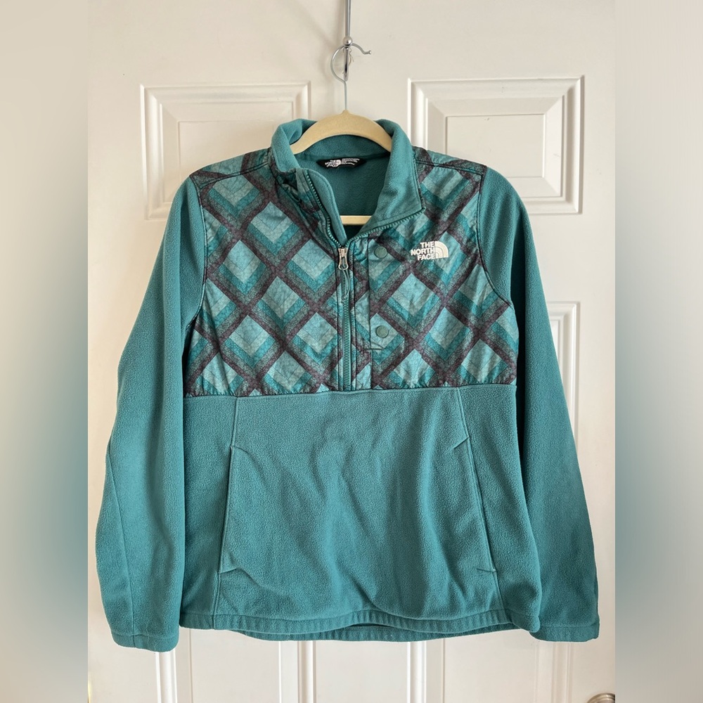 The North‎ Face Women’s M 1/2 Zip Pullover Jasper Green Knit Fleece Sweatshirt